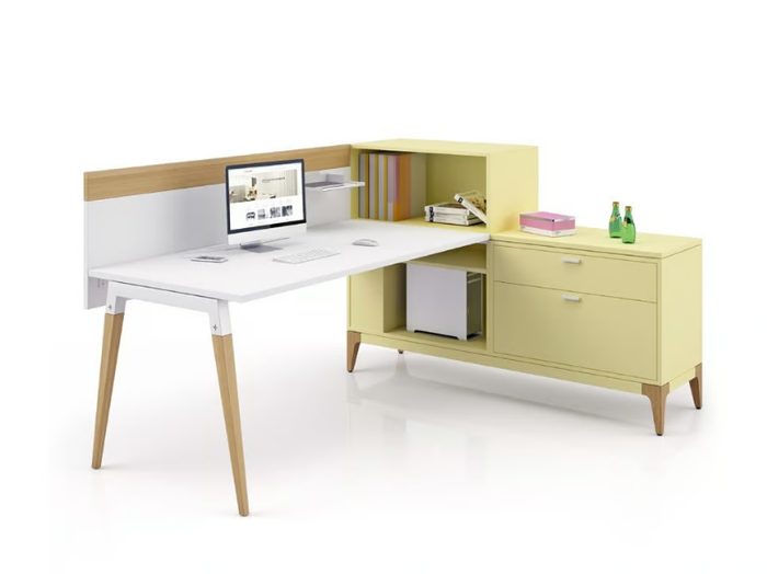 GOOD WOOD - Rectangular office desk with shelves _ Cider Edition